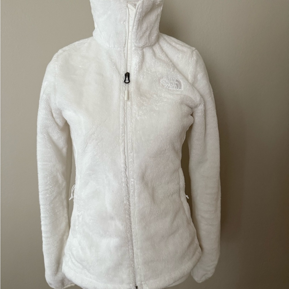The North Face White Teddy Jacket with High Collar and Full Zip